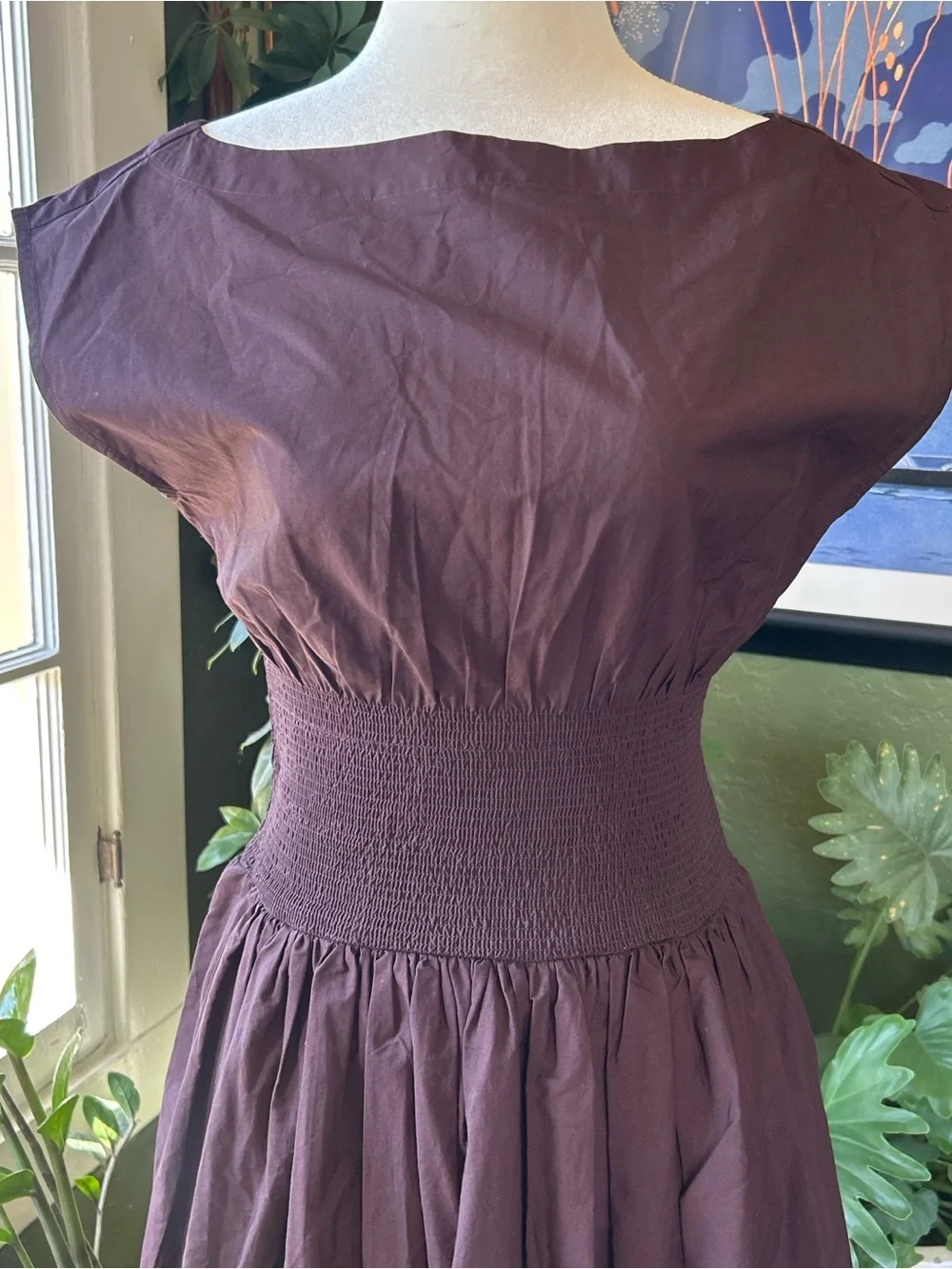 NWOT J Crew Smocked Eyelet Hem Dress in Cotton Poplin